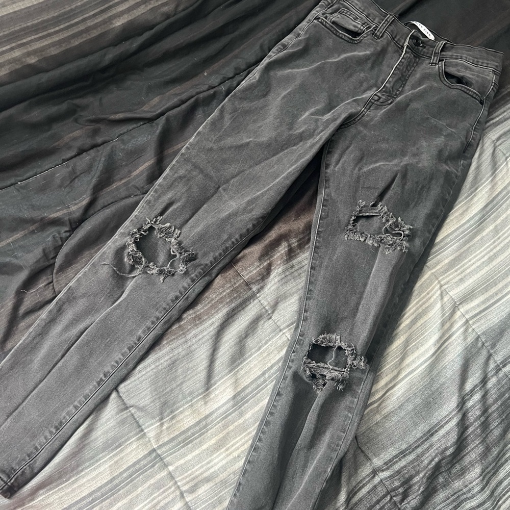 Light washed black skinny jeans